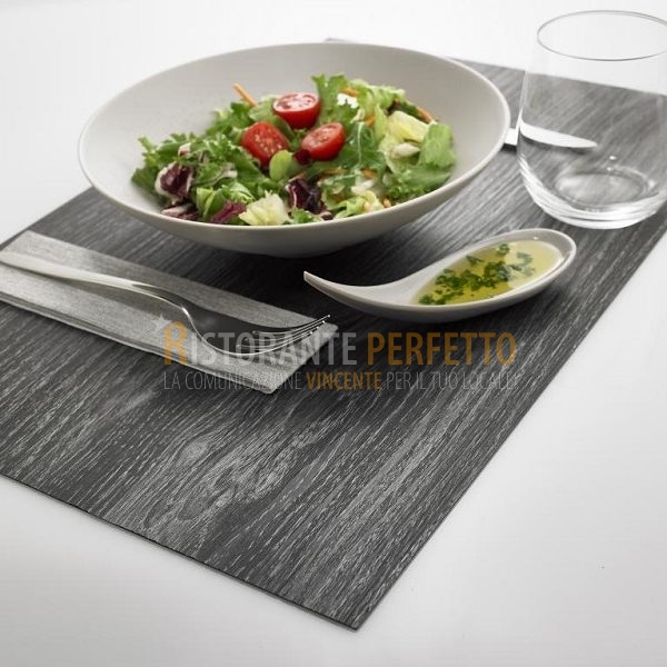 Tovaglietta lavabile effetto legno nero 30x45 - Ristorante Perfetto